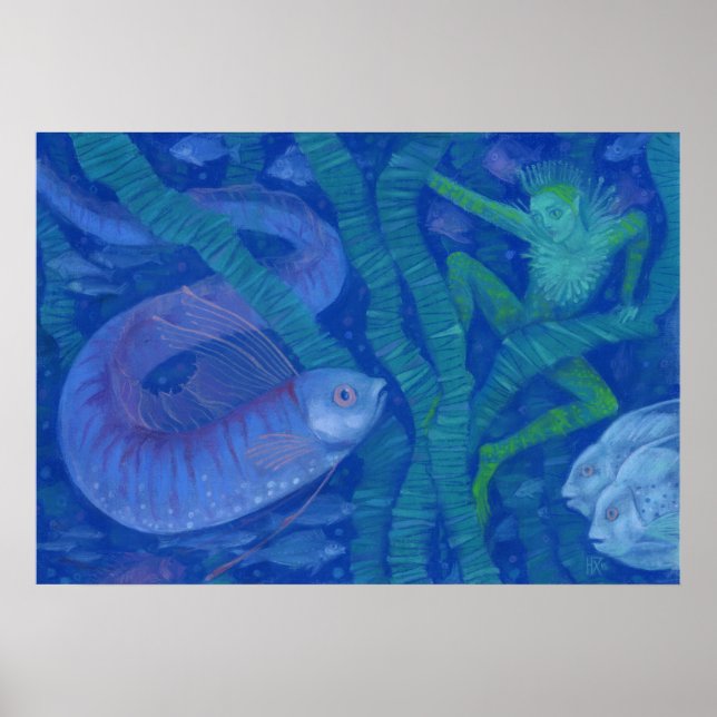 Amphibien und Fischkönig, Fantasiekunst, Unterwass Poster (Vorne)