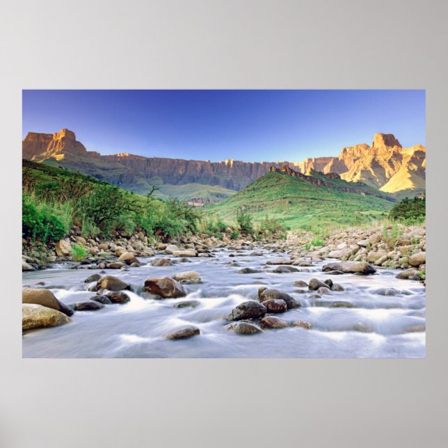 Amphitheater und Tugela in Drakensberg Poster (Vorne)