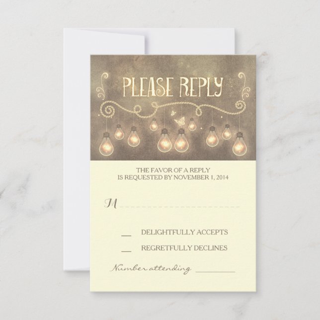 ampoules rêvées whimsical mariage carte RSVP (Devant)