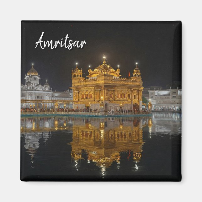 Amritsar Golden Tempel India Night Magnet (Vorne)