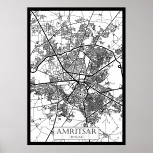 Amritsar Punjab Stadtplan Poster