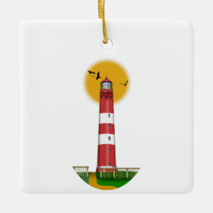 Amrum Lighthouse Deutschland Keramikornament