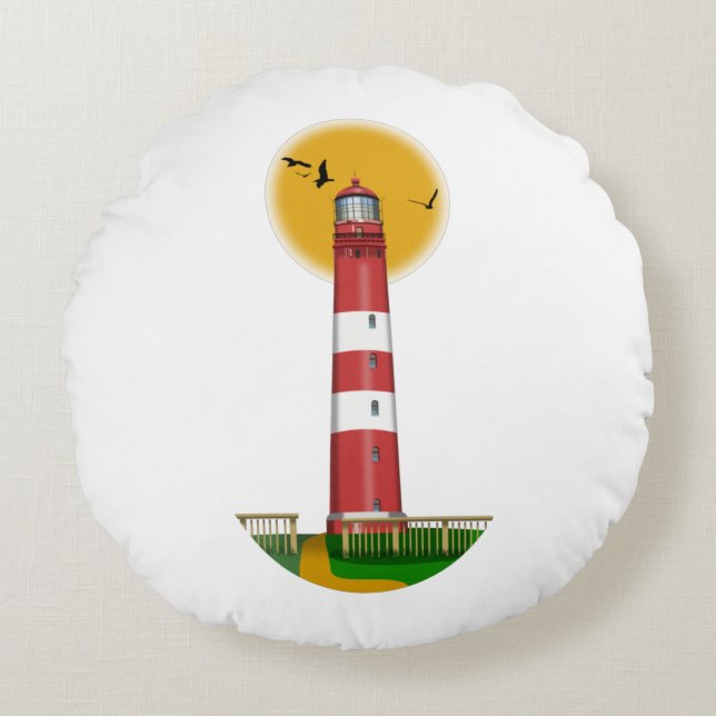 Amrum Lighthouse Deutschland Rundes Kissen (Vorderseite)