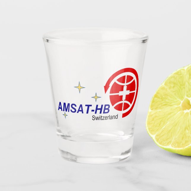 AMSAT-HB Schnapsglas (Vorderseite)