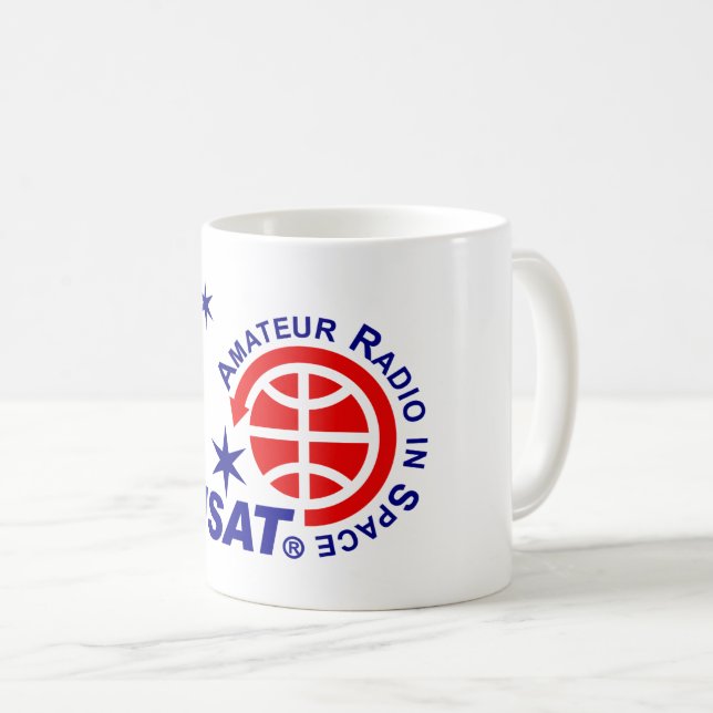 AMSAT Logo-Kaffee-Tasse Kaffeetasse (VorderseiteRechts)