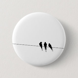 Amsel-Silhouette auf Draht Button