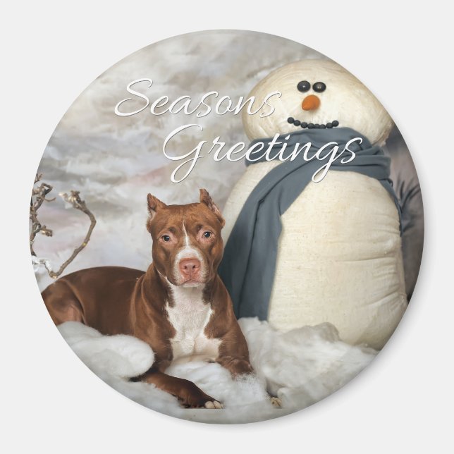 AmStaff "Frohen Festtage" Round Magnet (Vorne)