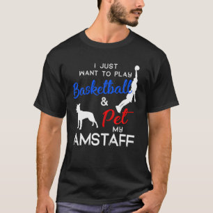 Amstaff Funny Basketball Dog Owner Lover Xmas Gesc T-Shirt