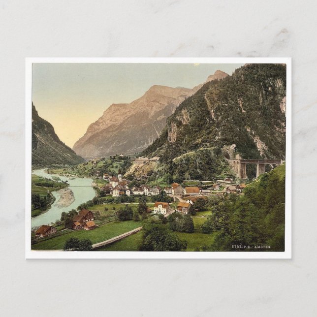 Amsteg, von der Bahn, St. Gotthardbahn, Sw Postkarte (Vorderseite)