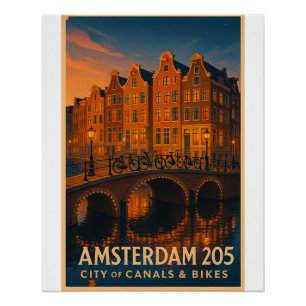 Amsterdam 2025 - Stadt der Kanale & Bikes Poster