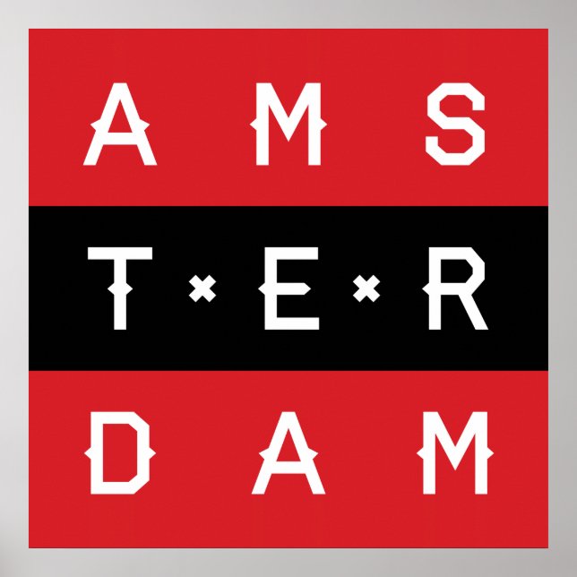 Amsterdam 3 Line Typographic Poster (Vorne)