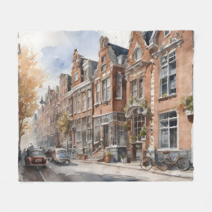 Amsterdam Aquarellmalerei Fleecedecke