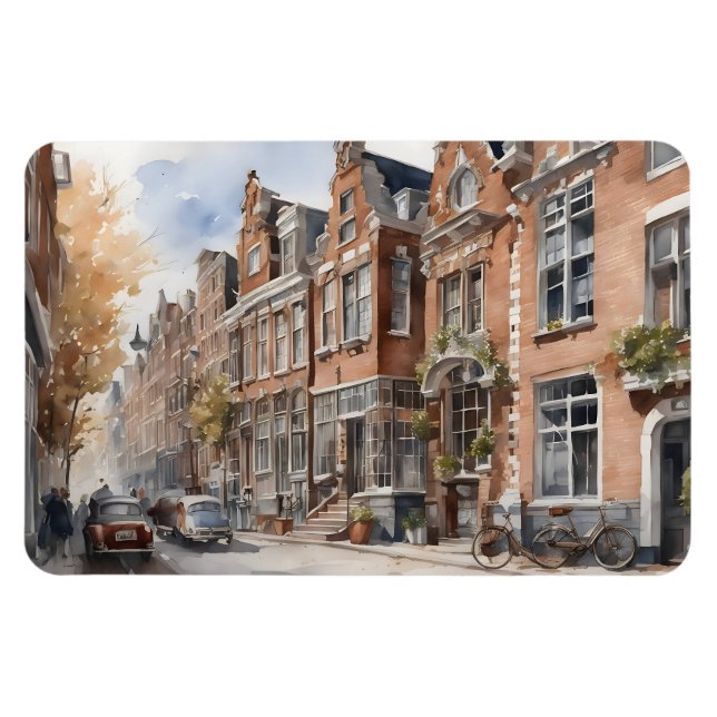 Amsterdam Aquarellmalerei Magnet (Horizontal)