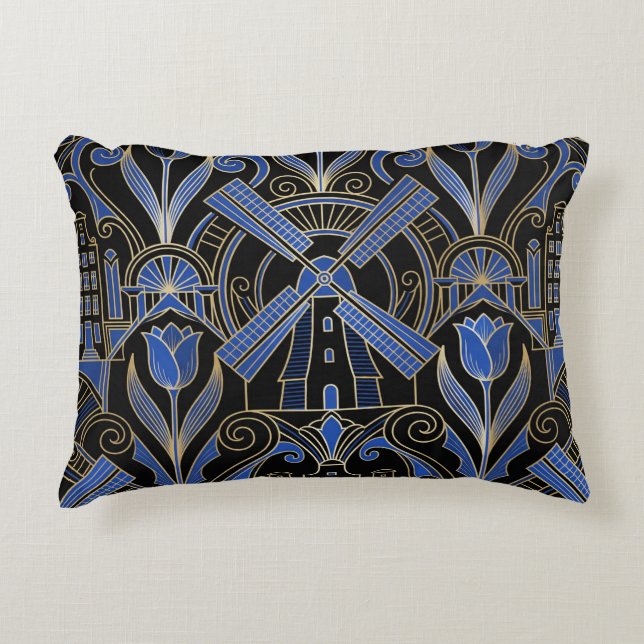 Amsterdam Art Deco | Windmühlen Dekokissen (Vorderseite)