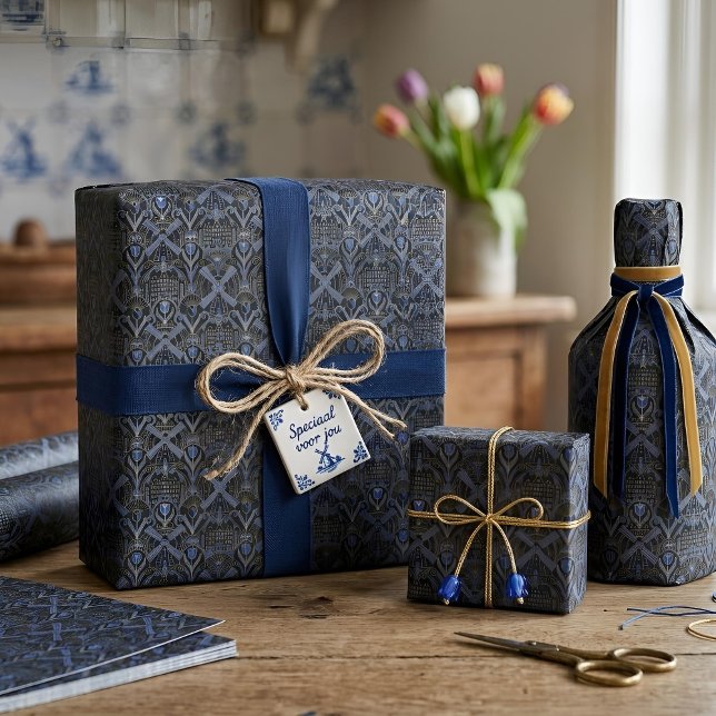 Amsterdam Art Deco | Windmühlen Geschenkpapier (Styled Shot)