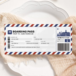 Amsterdam Boarding Pass Reisen Flugzeug Ticket Einladung