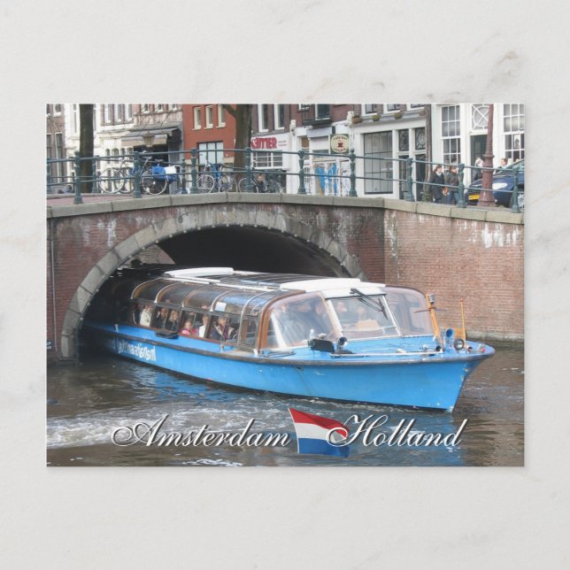 Amsterdam Canal Boat Tour Postcard Postkarte (Vorderseite)