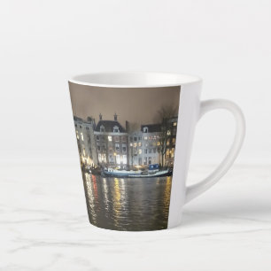 Amsterdam, Canal by Night Latte Mug