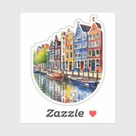 Amsterdam Canal House Watercolor Aufkleber