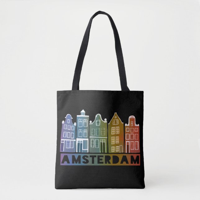 Amsterdam Canal Houses Dutch Village farbenfroh Tasche (Vorderseite)