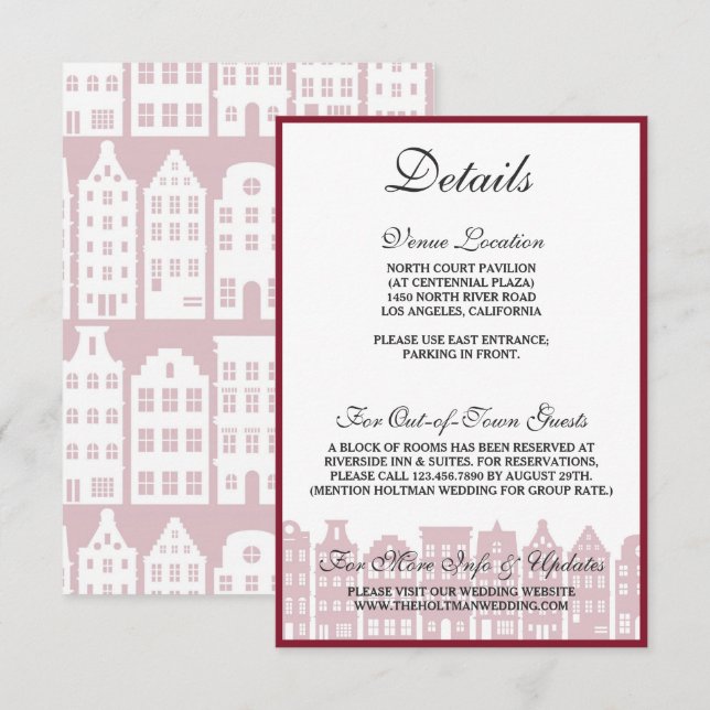 Amsterdam Canal Houses Dutch Wedding Details Card Einladung (Vorne/Hinten)
