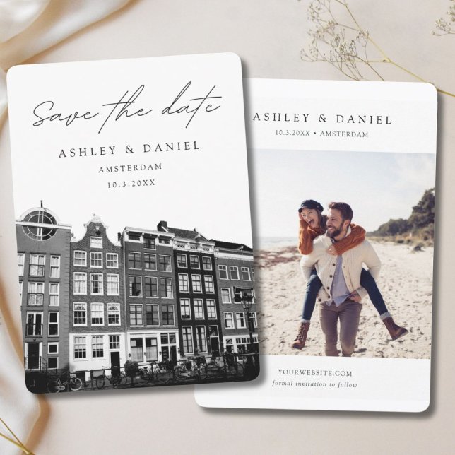 Amsterdam Canal Houses Foto Save the Date Einladung (Amsterdam Canal Houses Photo Save the Date Invitation)