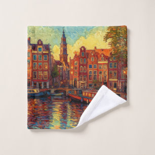 Amsterdam canal maisons de style van Gogh