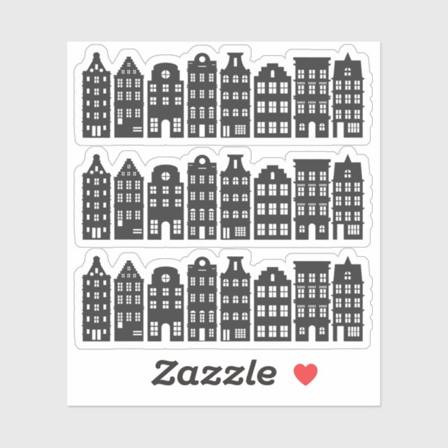 Amsterdam Canal Row Houses Dutch Grachtenpanden Aufkleber (Blatt)