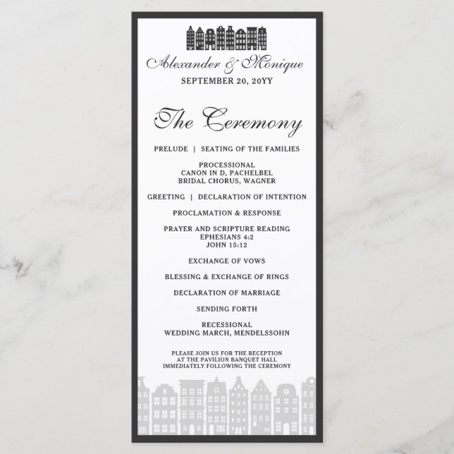 Amsterdam Canal Row Houses Dutch Wedding Program Programm (Vorderseite)