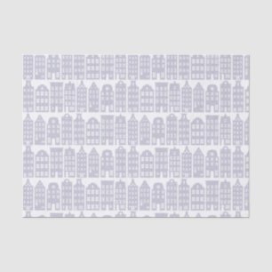 Amsterdam Canal Row Houses Light Blue Pattern Seidenpapier