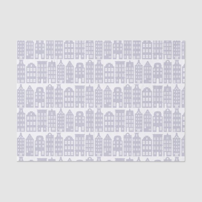 Amsterdam Canal Row Houses Light Blue Pattern Seidenpapier (Vorderseite)
