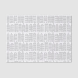 Amsterdam Canal Row Houses Silver & White Muster Seidenpapier