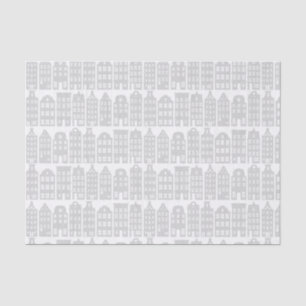 Amsterdam Canal Row Houses Silver & White Muster Seidenpapier