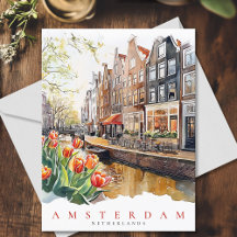 Amsterdam Canal Spring Time Watercolor Reisen