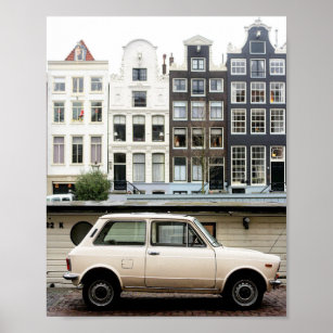 Amsterdam Canal & Tiny Car Foto Poster