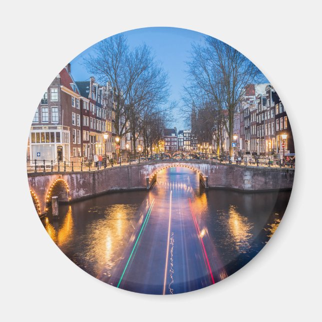 Amsterdam Canals at Night Magnet (Vorne)