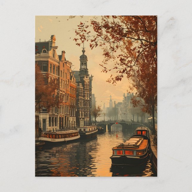 Amsterdam Canals: Vintage Vibes Postcard Postkarte (Vorderseite)