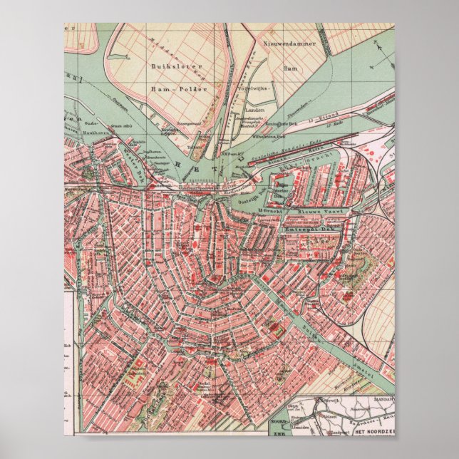 Amsterdam, city map, vintage poster (Devant)