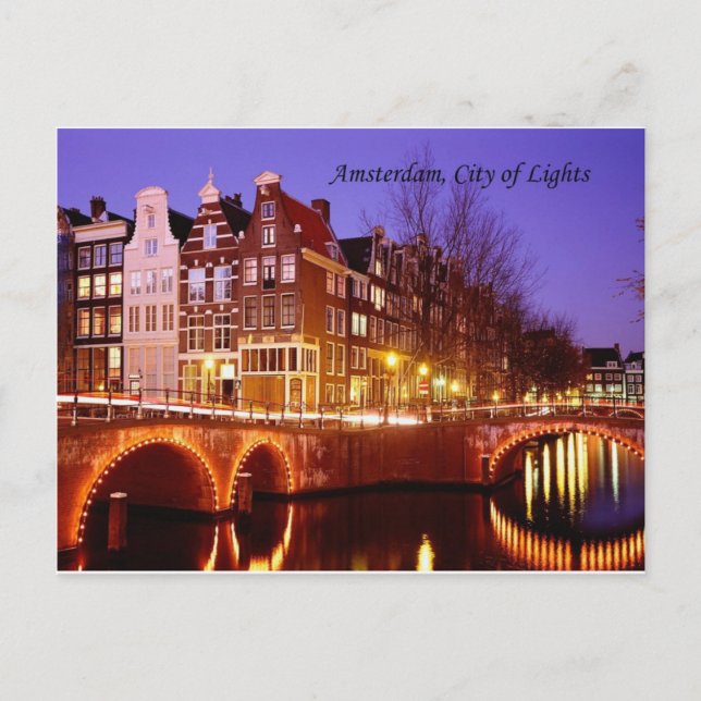Amsterdam, City of Lights (nach St.K.) Postkarte (Vorderseite)