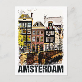 Amsterdam City Streets Vintage Travel Poste Postkarte