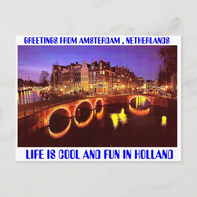 AMSTERDAM DER BESTE ORT POSTKARTE (Vorderseite)