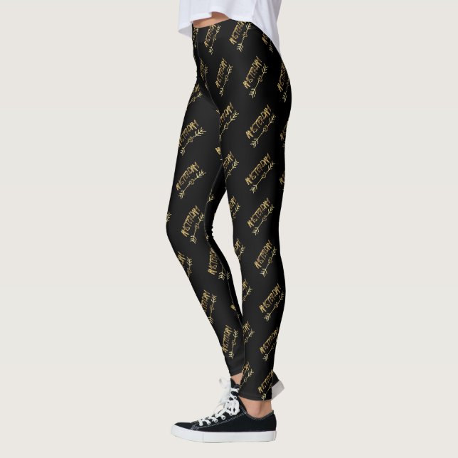 Amsterdam Dutch Black and Gold Look Typografie Leggings (Links)