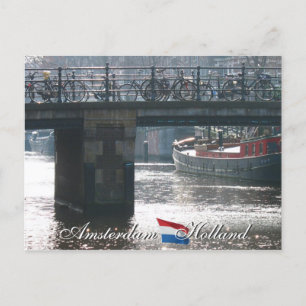 Amsterdam Fahrräder auf Bridge Holland Postcard Postkarte
