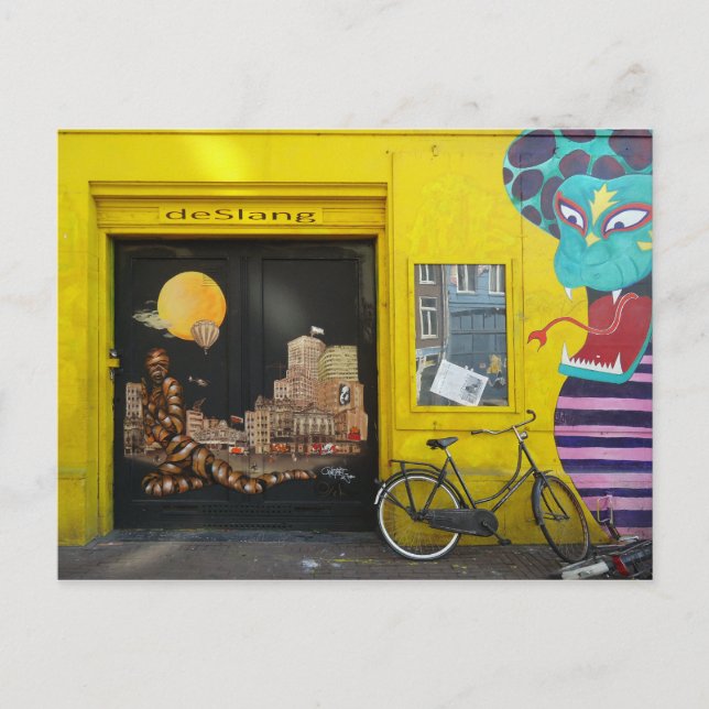 Amsterdam Graffiti Street Art Nr. 4 - Schlange Postkarte (Vorderseite)
