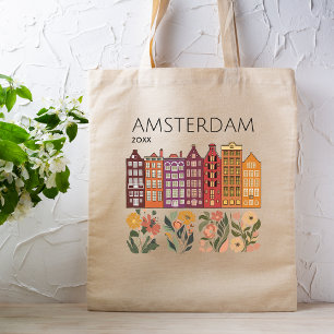 Amsterdam-Häuser am Blumenkanal Tragetasche