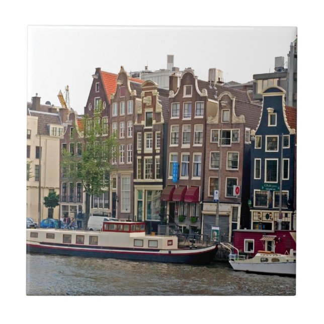 Amsterdam, Häuser auf dem Kanal Fliese (Vorderseite)