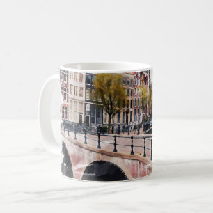 Amsterdam Holland Aquarell Welt Reise Kunst Kaffeetasse