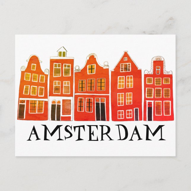 Amsterdam Holland Canal Houses Travel Europe Postkarte (Vorderseite)