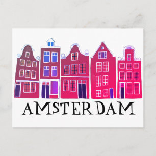 Amsterdam Holland Canal Houses Travel Europe Postkarte