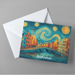 Amsterdam Holland Canal Oil Painting Postkarte
